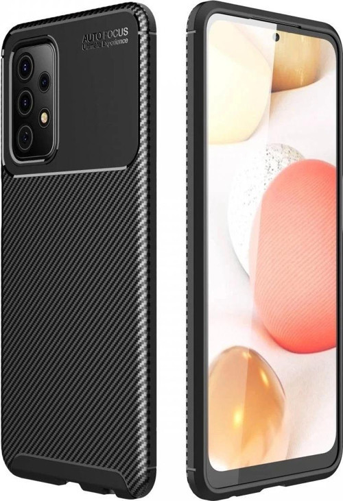 Samsung Galaxy A72 Kılıf Auto Focus Karbon Kapak - Siyah-(5796)