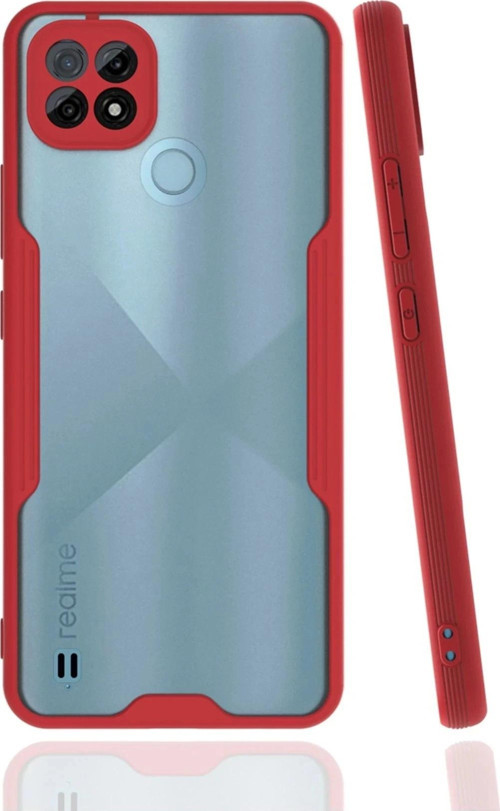 Realme C21 Kılıf Platin Silikon - Kırmızı-(5796)