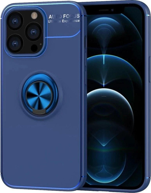 iPhone 13 Pro Kılıf Range Yüzüklü Silikon - Mavi-(5796)
