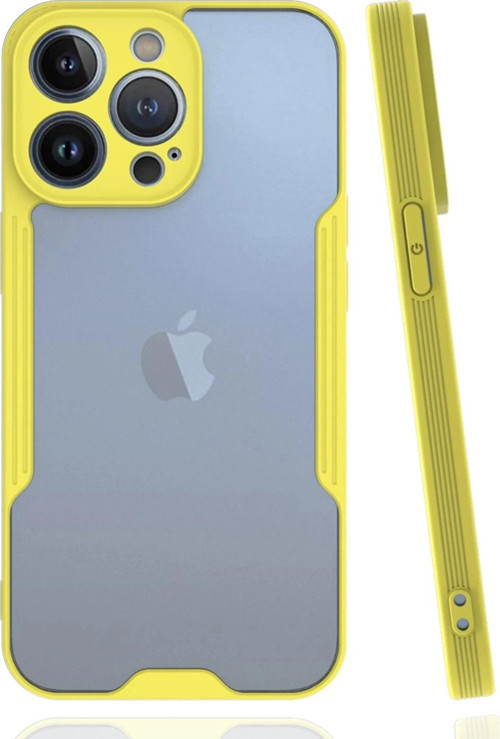 iPhone 14 Pro Max Kılıf Platin Silikon - Sarı-(5796)