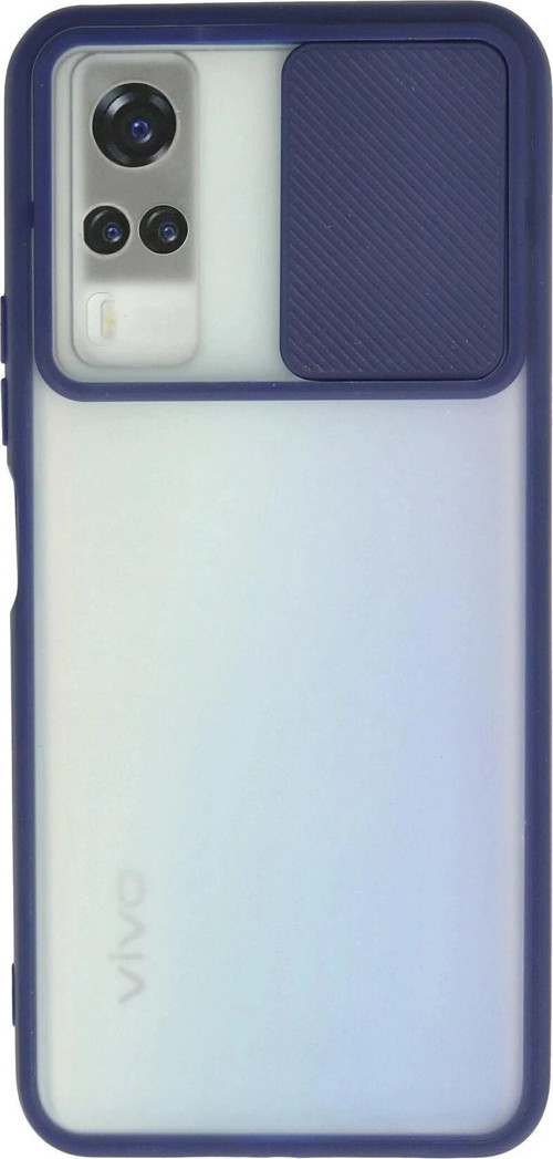 Vivo Y53S Kılıf Palm Buzlu Kamera Sürgülü Silikon - Lacivert-(5796)