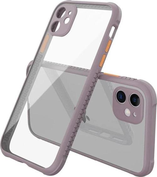 iPhone 12 Mini Kılıf Miami Şeffaf Silikon - Açık Mor-(5796)