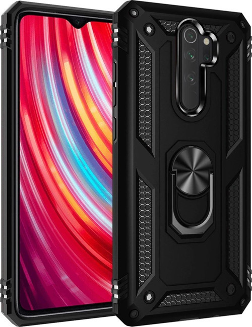Xiaomi Redmi Note 8 Pro Kılıf Sofya Yüzüklü Silikon Kapak - Siyah-(5796)