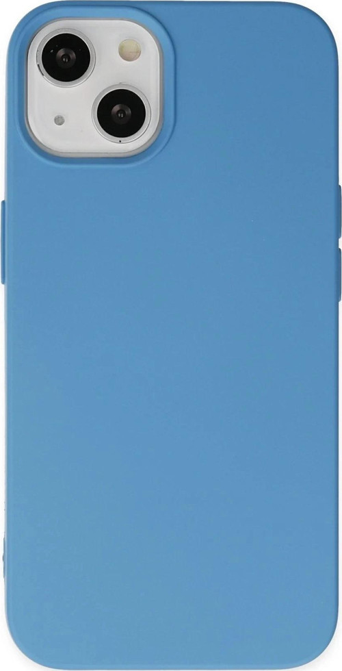 iPhone 14 Plus Kılıf Nano içi Kadife Silikon - Mavi-(5796)