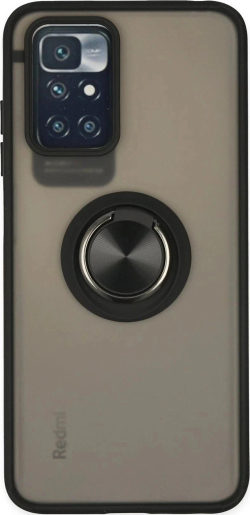 Xiaomi Redmi 10 2022 Kılıf Montreal Yüzüklü Silikon Kapak - Siyah-(5796)