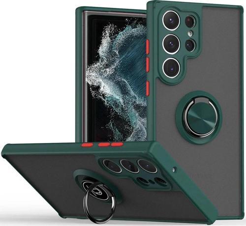 Samsung Galaxy S25 Ultra Kılıf Montreal Yüzüklü Silikon Kapak - Yeşil-(5796)