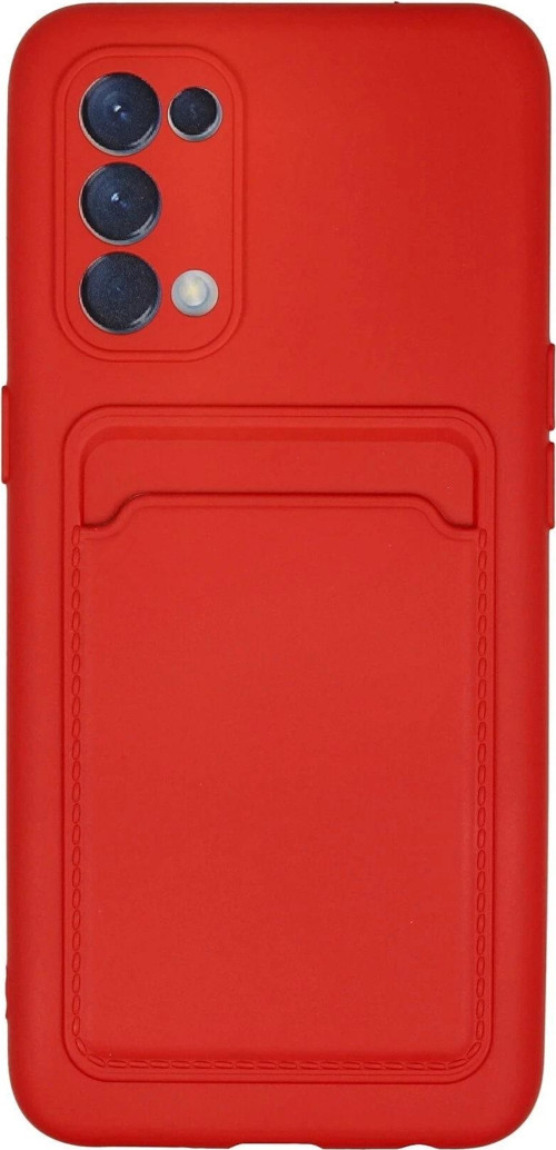 Oppo Reno 5 Kılıf Kelvin Kartvizitli Silikon - Kırmızı-(5796)