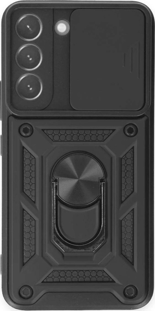 Samsung Galaxy S23 FE Kılıf Pars Lens Yüzüklü Silikon - Siyah-(5796)