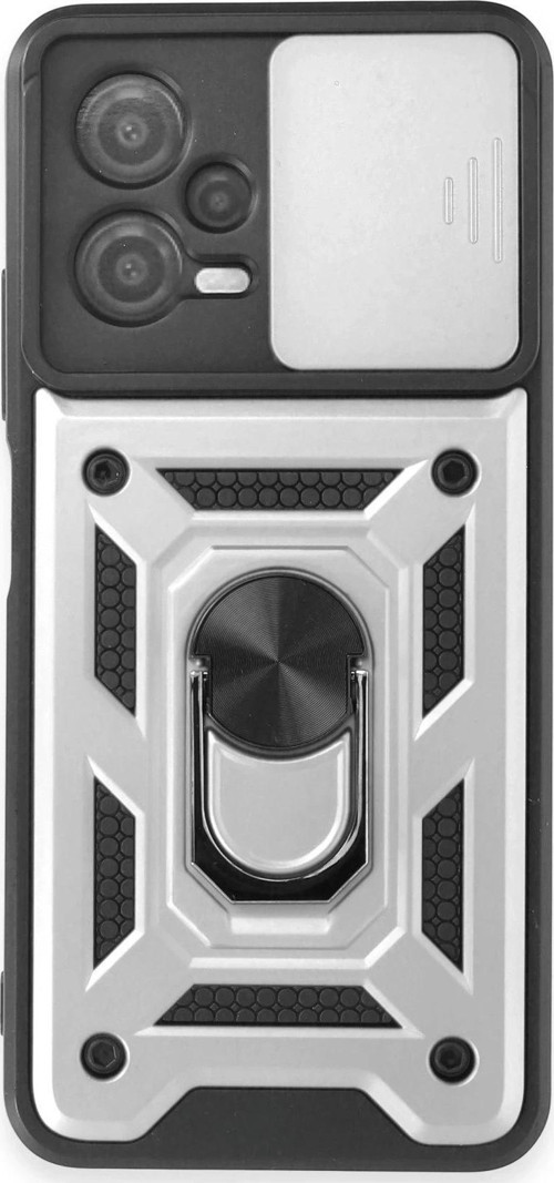 Xiaomi Redmi Note 12 5G Kılıf Pars Lens Yüzüklü Silikon - Gümüş-(5796)