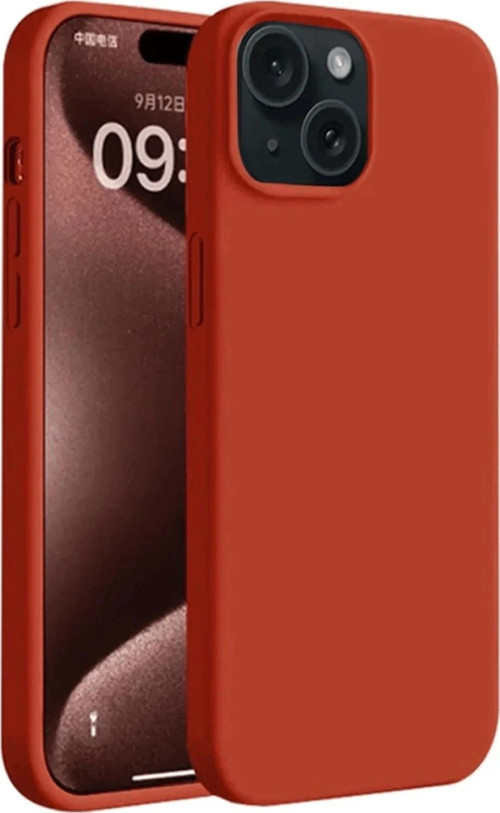 iPhone 15 Plus Kılıf First Silikon - Kırmızı-(5796)