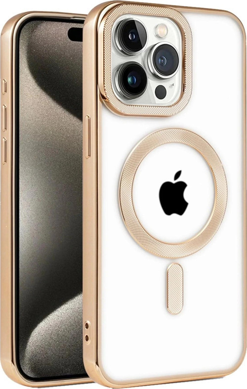 iPhone 14 Pro Max Kılıf Kronos Magsafe Kapak - Gold-(5796)