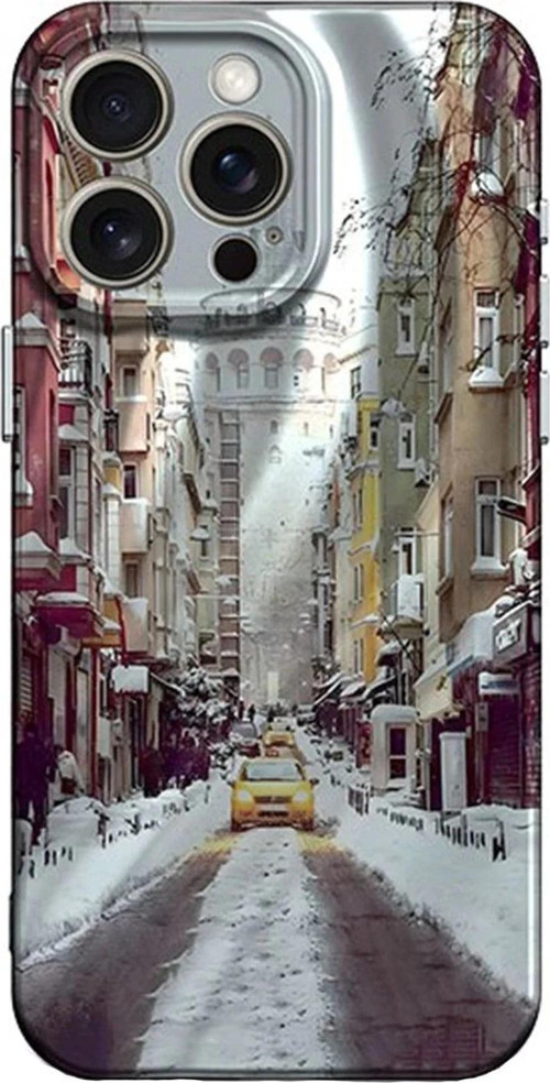 iPhone 15 Pro Max Kılıf Crew Desenli Kapak - Galata Kulesi-(5796)