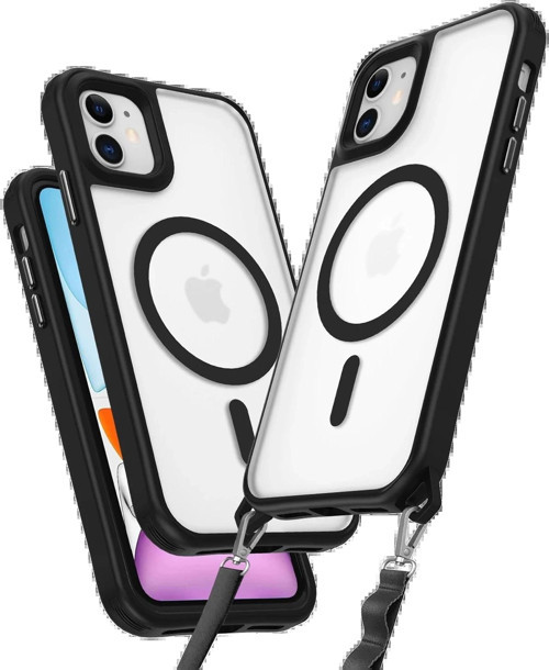iPhone 11 Kılıf Enka Magsafe Silikon Kılıf - Siyah-(5796)