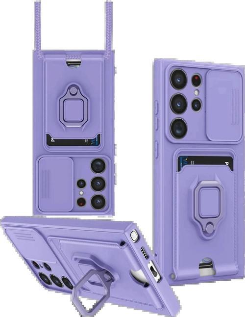 Samsung Galaxy S25 Ultra Kılıf Zuma Kartvizitli Yüzüklü Silikon - Lila-(5796)