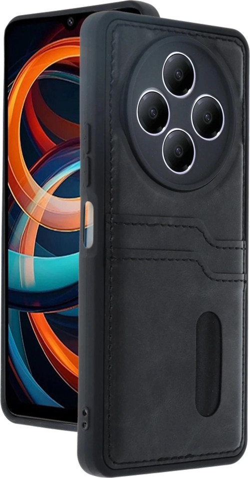 Xiaomi Redmi 14C Kılıf Sara Kartvizitli Deri Kılıf - Siyah-(5796)