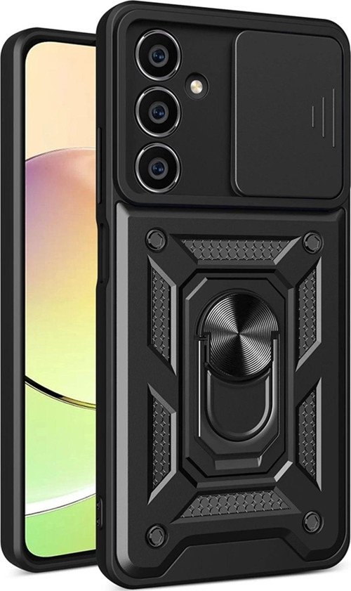 Samsung Galaxy A35 5G Kılıf Pars Lens Yüzüklü Silikon - Siyah-(5796)
