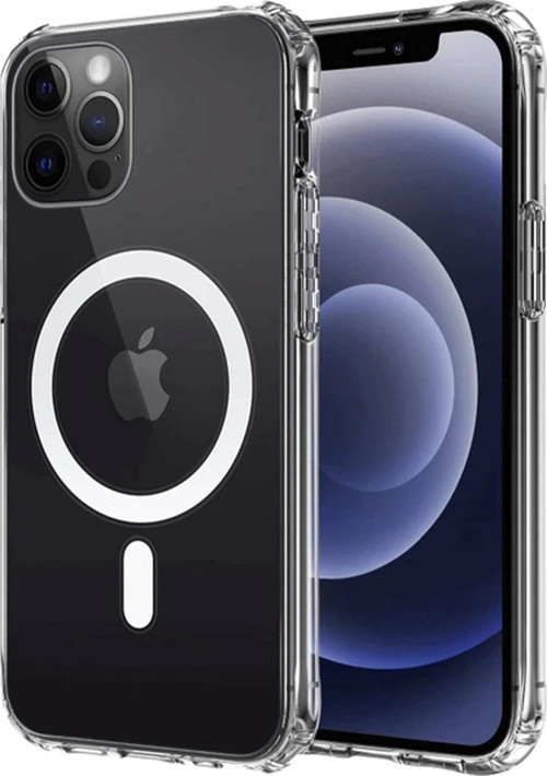 iPhone 12 Kılıf Magneticsafe Şeffaf Silikon - Şeffaf-(5796)