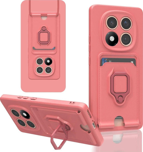 Xiaomi Redmi Note 14 Pro 4G Kılıf Zuma Kartvizitli Yüzüklü Silikon - Pembe-(5796)