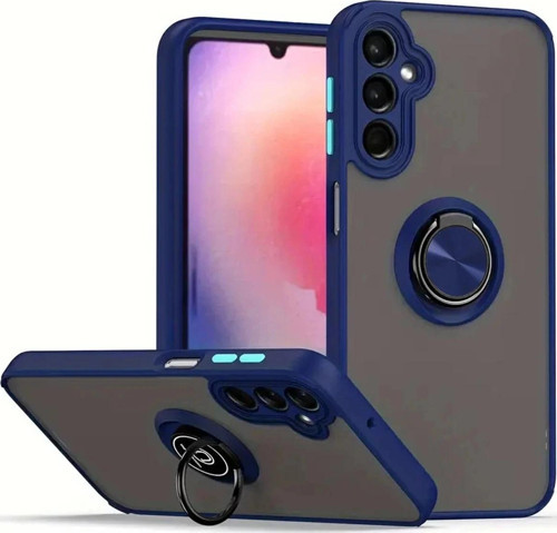 Samsung Galaxy S25 Kılıf Montreal Yüzüklü Silikon Kapak - Lacivert-(5796)