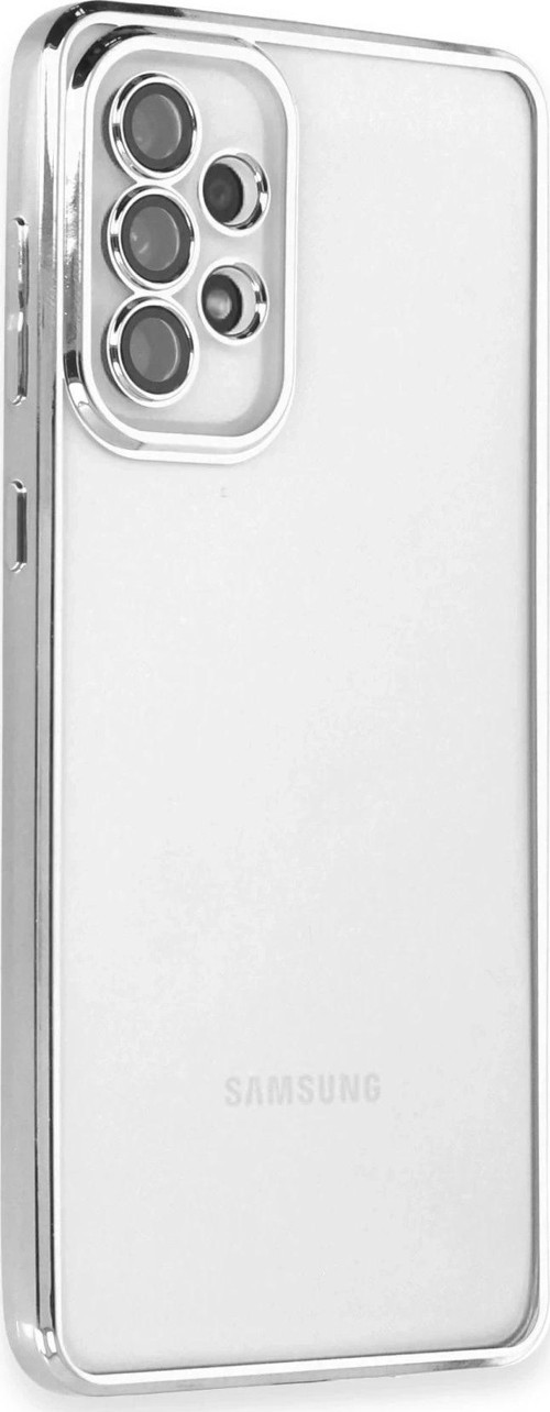 Samsung Galaxy A53 5G Kılıf Lensli Silikon - Gümüş-(5796)