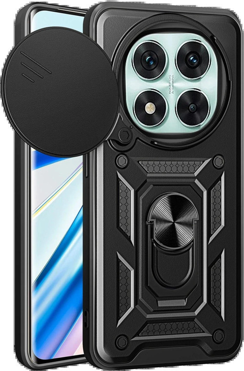 Xiaomi Redmi Note 14 Pro 5G Kılıf Pars Lens Yüzüklü Silikon - Siyah-(5796)