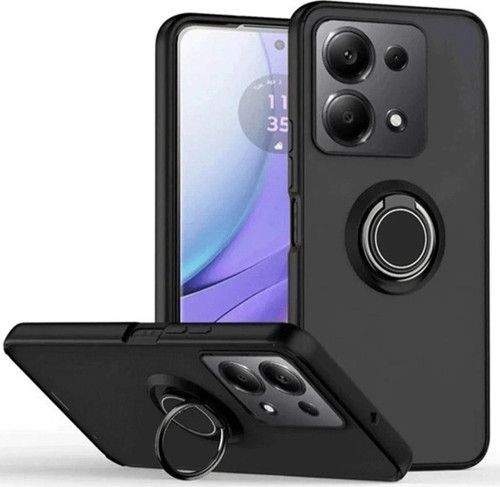 Xiaomi Redmi Note 13 Pro 4G Montreal Yüzüklü Silikon Kapak - Siyah-(5796)