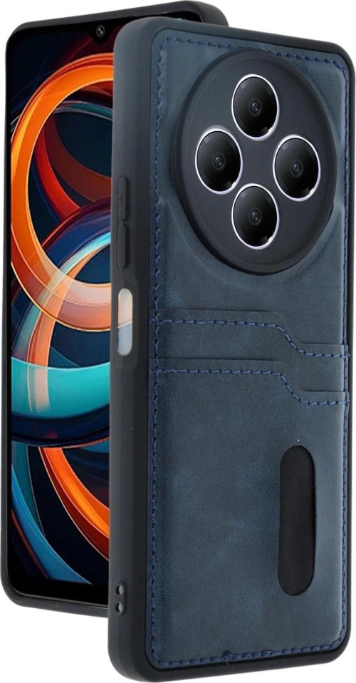 Xiaomi Redmi 14C Kılıf Sara Kartvizitli Deri Kılıf - Lacivert-(5796)