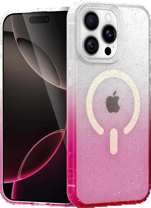 Apple iPhone 14 Pro Pummel Shiny Magsafe Kapak - Pembe-(5796)