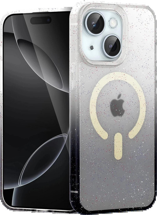 Apple iPhone 15 Plus Pummel Shiny Magsafe Kapak - Siyah-(5796)