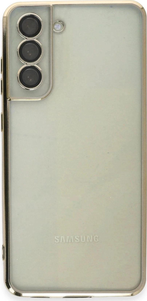 Samsung Galaxy S21 FE Kılıf Lensli Silikon - Gold-(5796)
