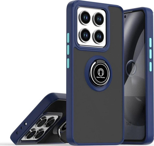 Xiaomi Mi 14T Montreal Yüzüklü Silikon Kapak - Lacivert-(5796)