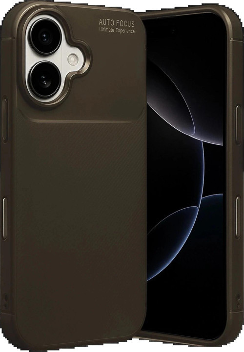 Apple iPhone 17 Auto Focus Karbon Kapak - Kahverengi-(5796)