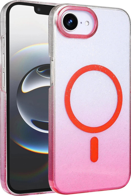 Apple iPhone 16E Glossy Magsafe Kapak - Pembe-(5796)