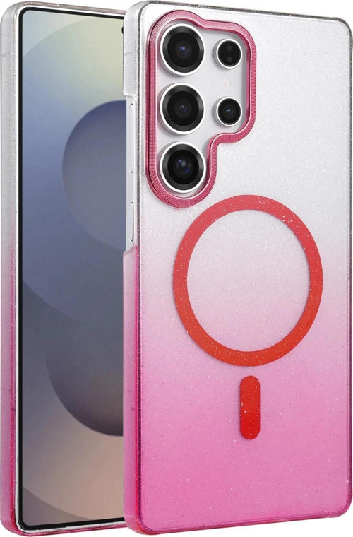 Samsung Galaxy S25 Ultra Glossy Magsafe Kapak - Pembe-(5796)