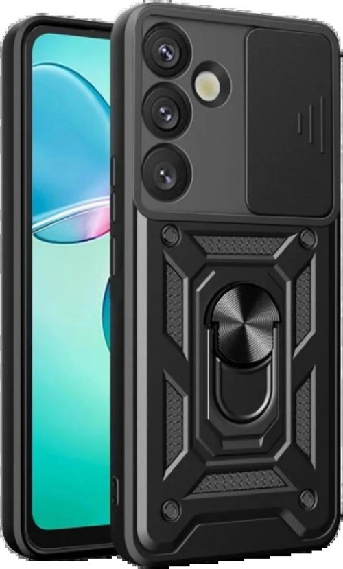 Samsung Galaxy S25 Kılıf Pars Lens Yüzüklü Silikon - Siyah-(5796)