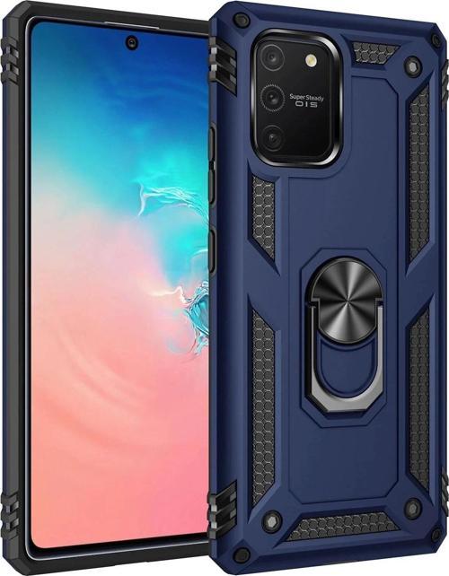 Samsung Galaxy A91 / S10 Lite Kılıf Sofya Yüzüklü Silikon Kapak - Lacivert-(5796)