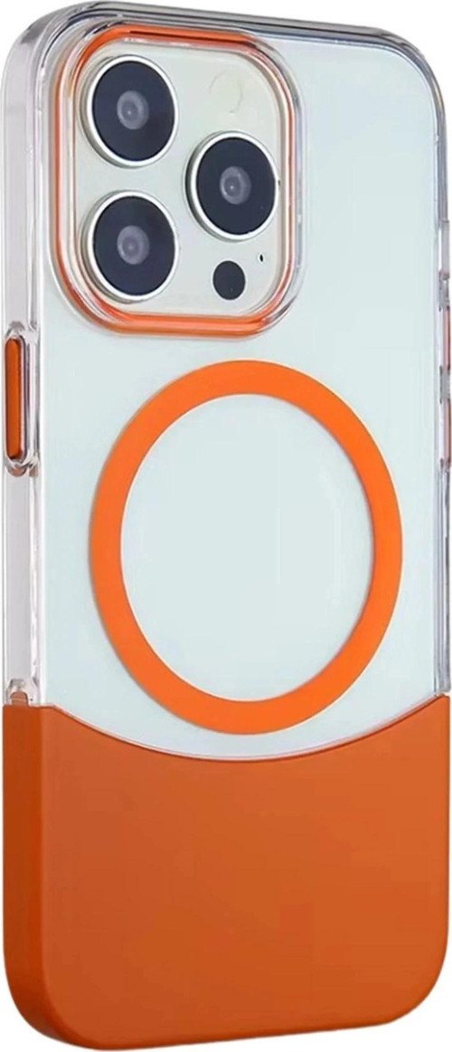 iPhone 14 Pro Max PC Suit Magsafe Kapak - Turuncu-(5796)