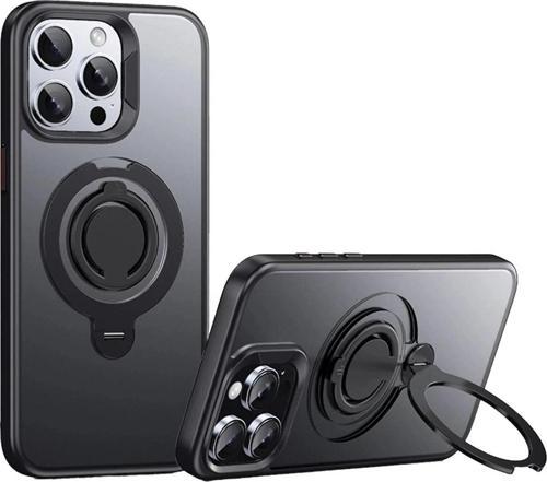 iPhone 15 Pro Max Avatar 360 Dönen Magsafe Kapak - Siyah-(5796)