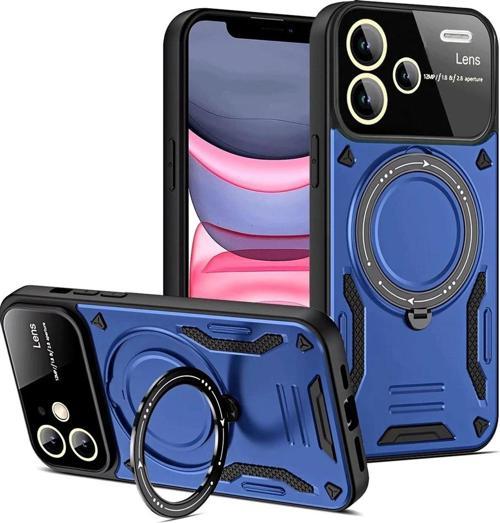 Xiaomi Redmi Note 13 Pro Plus Joy Lens Standlı Kapak - Lacivert-(5796)