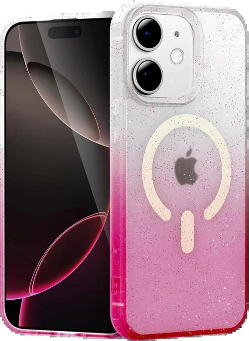 Apple iPhone 12 Pummel Shiny Magsafe Kapak - Pembe-(5796)