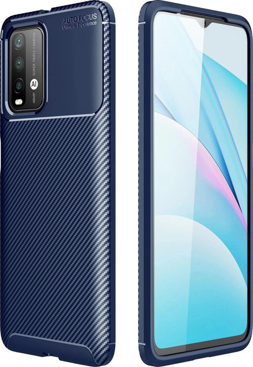 Xiaomi Redmi 9T Kılıf Auto Focus Karbon Kapak - Lacivert-(5796)