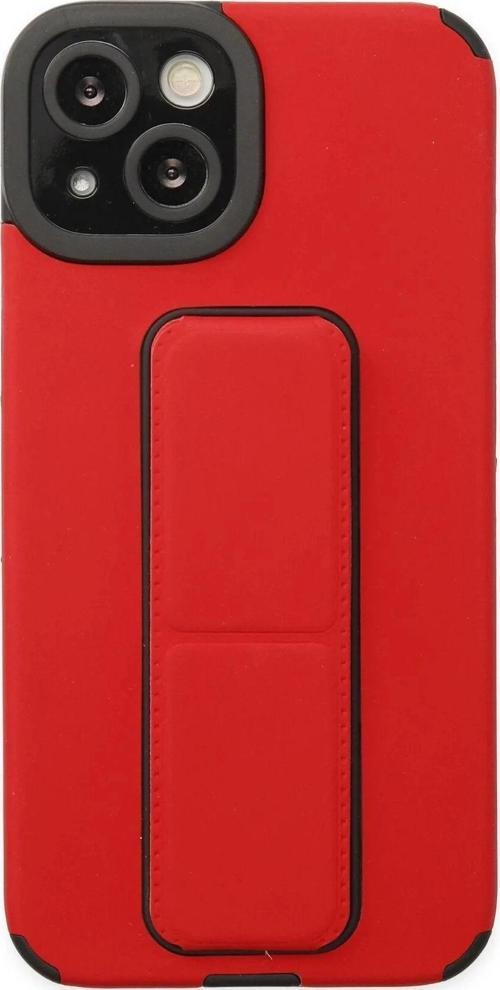 iPhone 14 Plus Kılıf Mega Standlı Silikon - Kırmızı-(5796)