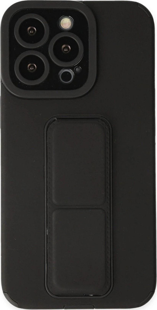 iPhone 14 Pro Kılıf Mega Standlı Silikon - Siyah-(5796)