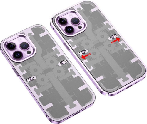 iPhone 13 Pro Max Kılıf Mekanik Bumper Kapak - Derin Mor-(5796)