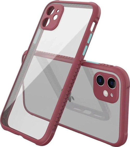 iPhone 12 Mini Kılıf Miami Şeffaf Silikon - Fuşya-(5796)