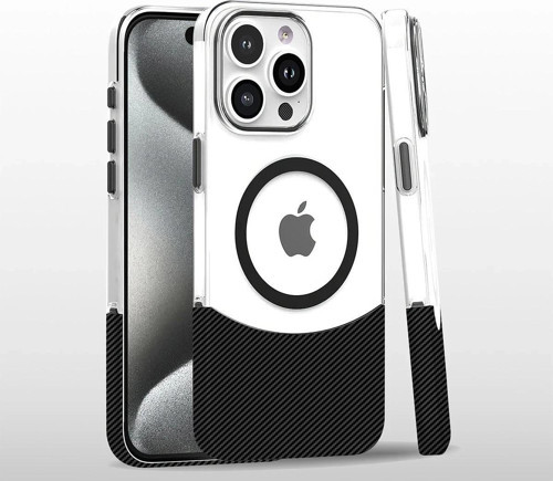 iPhone 16 Pro Max Carbon Puzzle Magsafe Kapak - Siyah-(5796)