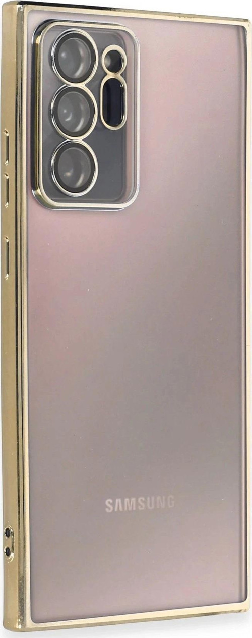 Samsung Galaxy Note 20 Ultra Kılıf Lensli Silikon - Gold-(5796)