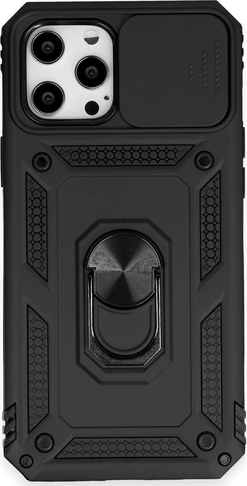 iPhone 12 Pro Max Kılıf Pars Lens Yüzüklü Silikon - Siyah-(5796)