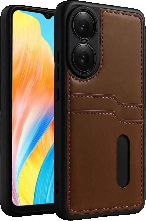 Oppo A38 Sara Kartvizitli Deri Kılıf - Taba-(5796)