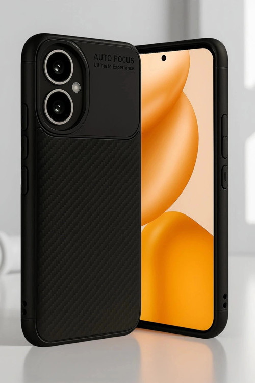 Honor 400 Kılıf Auto Focus Karbon Kapak - Siyah-(5796)